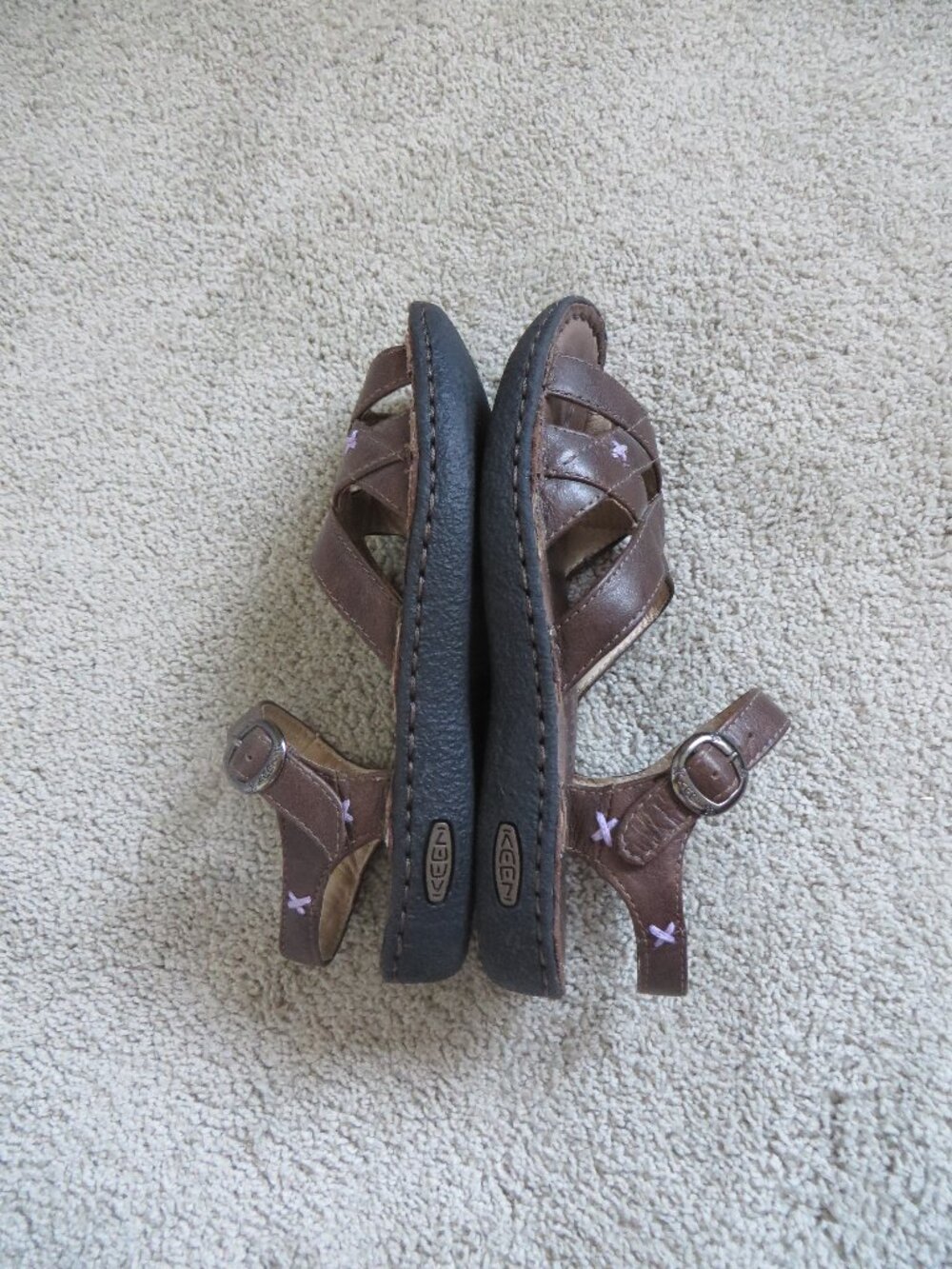 KEEN Hybridlife Karlie Womens Strappy Sandals Size 5 Brown/Purple Leather Retro - Picture 8 of 10